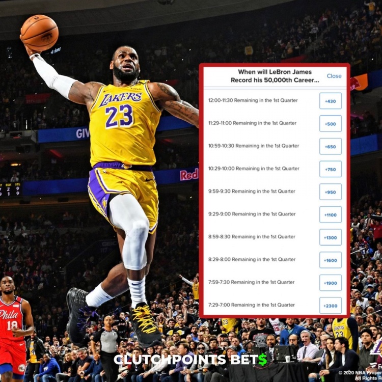  僅差1分！詹姆斯今日何時破五萬分賠率：開場30秒內(nèi)最被看好