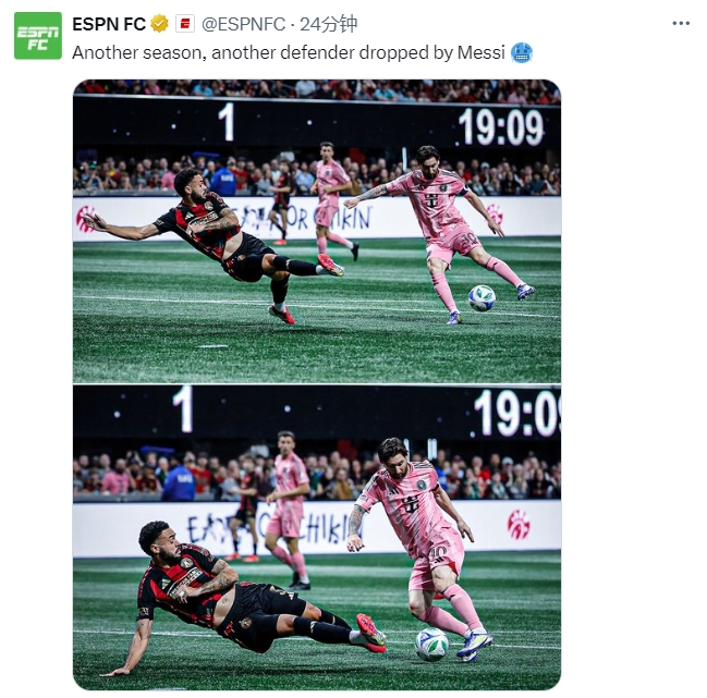  名場面記錄！ESPN曬照：又一個賽季，又一名后衛(wèi)被梅西扣倒