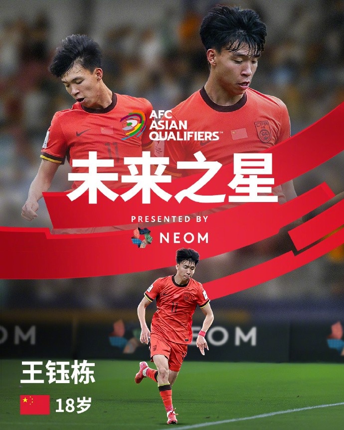  亞洲杯官方社媒發(fā)布王鈺棟個(gè)人海報(bào)：青年軍的旗幟，飄揚(yáng)在前哨